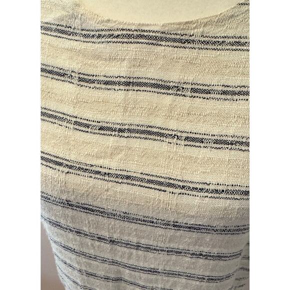 Rare! HACKWITH DESIGN HOUSE Striped 100% Linen Short Sleeve Top Size S - Picture 2 of 6